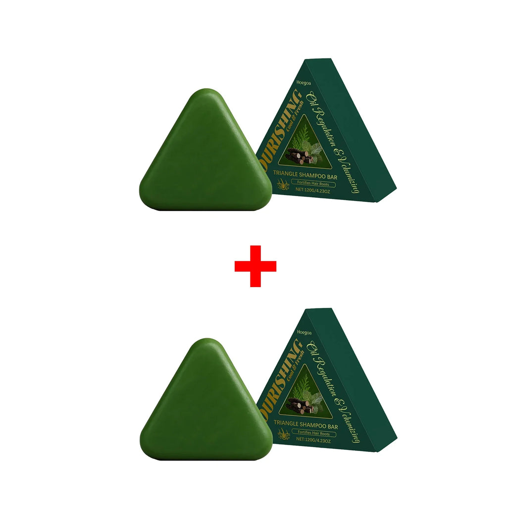 Triangle Green Hair Growth Soap Nourish Hair Roots Improve Dry Frizzy Damaged Hair Repair Regulate Grease Anti Hair Loss Shampoo