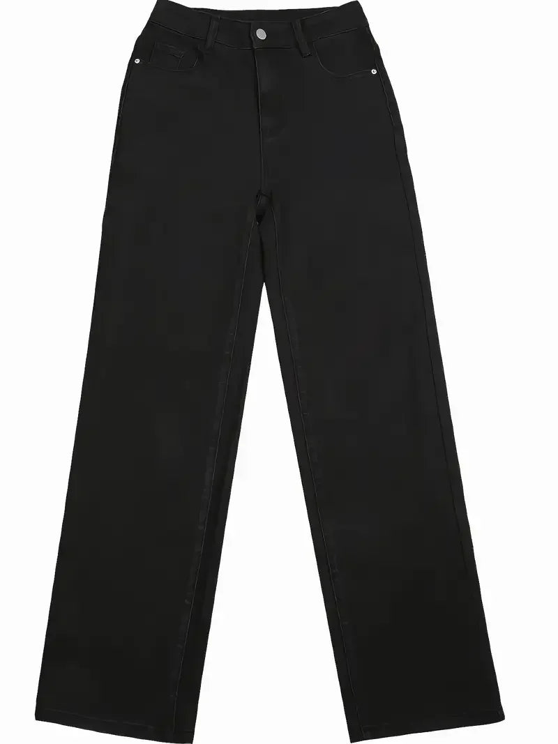 Y2k Jeans For Woman Elastic Straight Leg Butt Lifting Tummy Control Denim Pants Black Stretch Slim High Waist