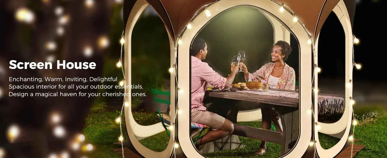 Oxford Screen Pop Up House Room Tent Canopy Sun Shade Shelter Portable Gazebo for Patio Backyard Deck and Outdoor Activities