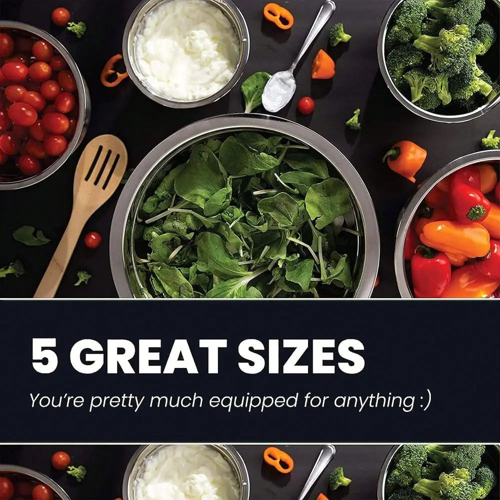 Stainless Steel Nesting Mixing Bowls Five Piece Set