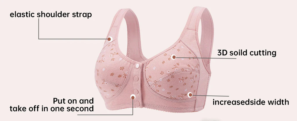 Elegant Front Buckle Floral Bra for Women – 7-Piece Set,  Pressurized Support, Adjustable,  Breathable, Ideal for Breastfeeding