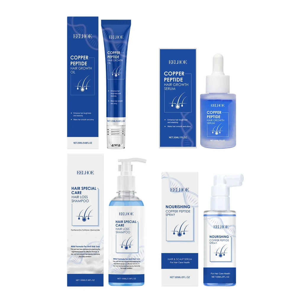 EELHOE Hyaluronic Acid Complete Hair Care Kit Anti Breakage Smoothing Soft Hair Deep Conditioning Castor Oil Hair Growth Serum