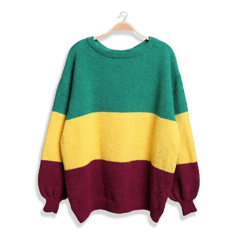 Mardi Gras Multi Color Block Sweater