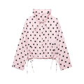 HH Women Elegant Fashion Polka Dot Pink Jacket Single Breasted High Collar Drawstring Coat Spring Lady Trend Street Outwear
