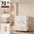 Cartoon Kids Wardrobe Foldable Plastic Clothes Storage Cabinet Nursery Organizer Space Saving Baby Closet Wardrobe White