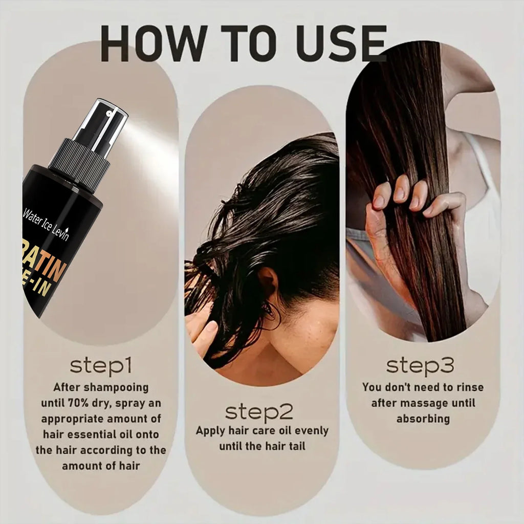 Keratin & Biotin Leave-In Spray 100g, Deep Conditioning Treatment for Damaged Hair, with Rice Amino Acids, Fast Shipping