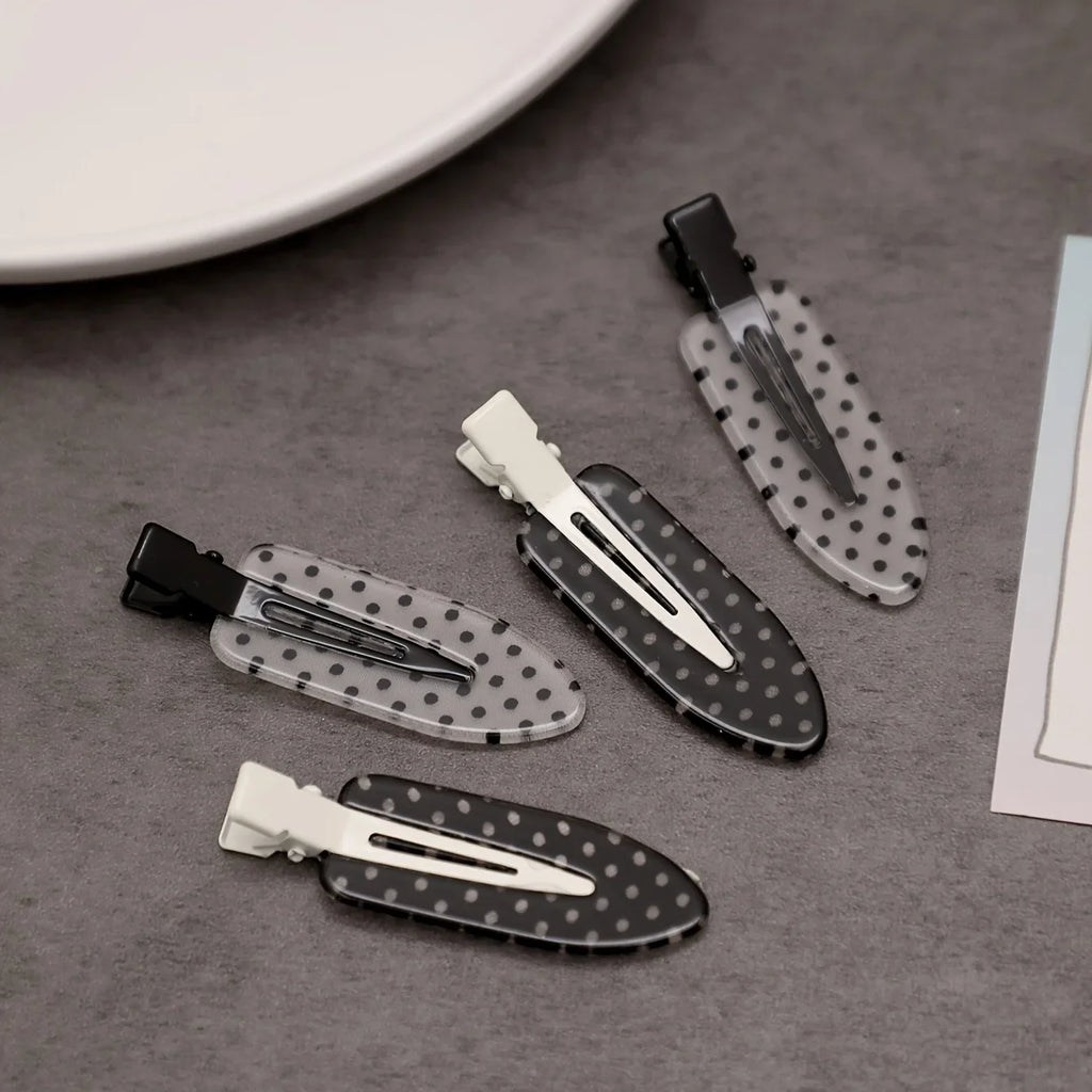 4 pieces/black and white acetic acid traceless hair clip acrylic duckbill clip sweet bangs hair clip hair clip
