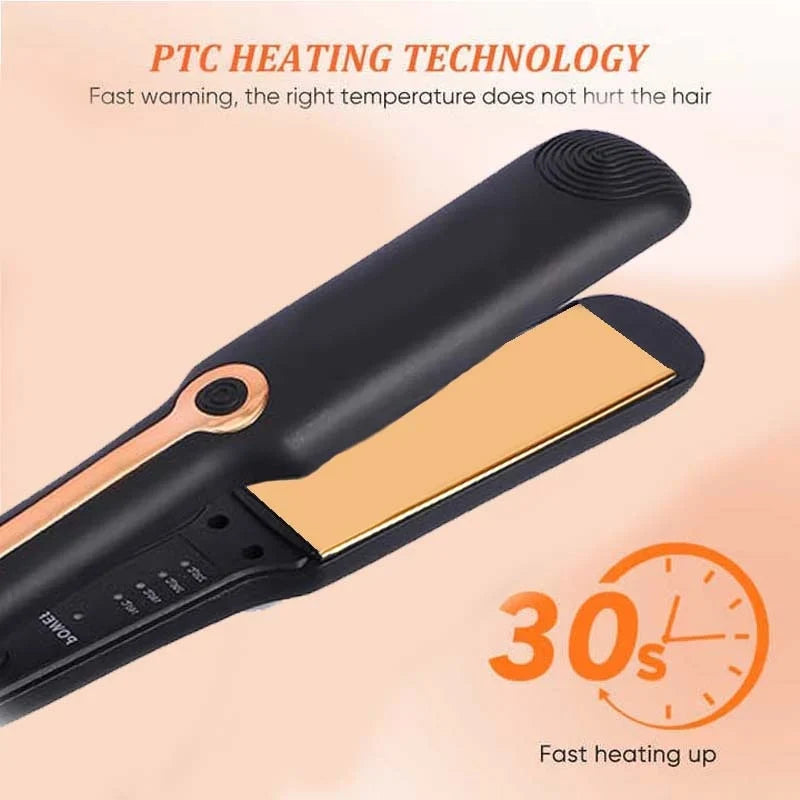 Hair Straightener Professional Ceramic Flat Iron Negative Ion Wide Plate Temperature Adjustable Straightening Iron Splint