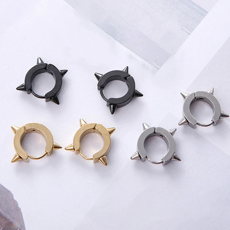 1Pair Punk Stainless Steel Spiky Thorn Stud Earrings | Unisex Hip Hop Gothic Jewelry