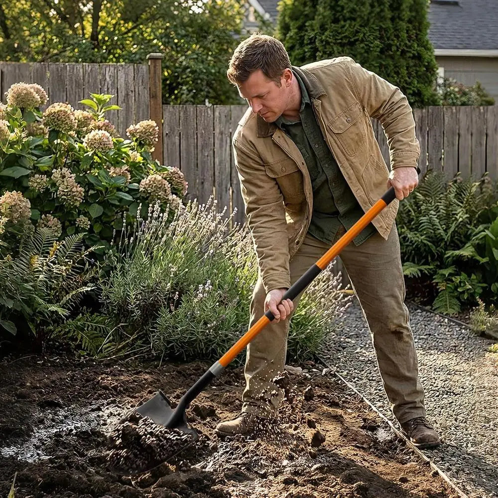 Heavy Duty Digging Metal Shovel With Fiberglass Handle