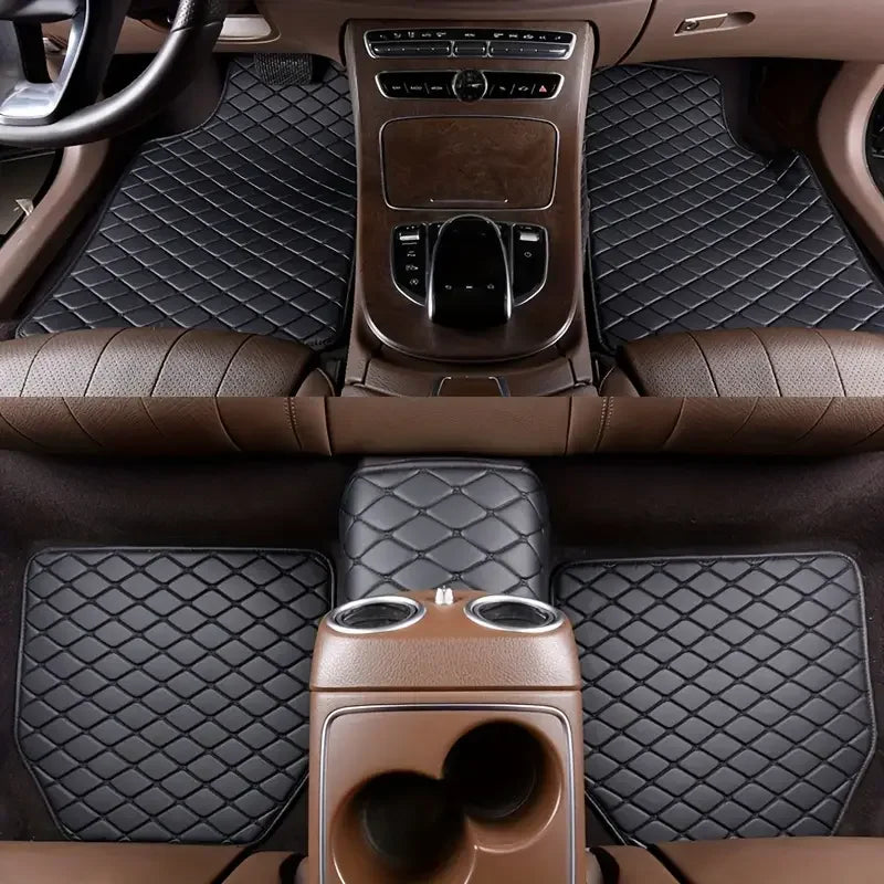 Kcimo 5Pcs Car Floor Mats Universal PU Leather Waterproof Auto Foot Pad Protector Automobile Interior Car Interior Accessories