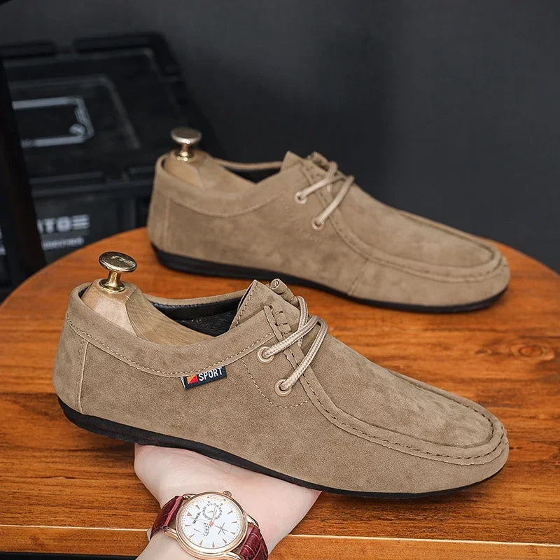 Men's Loafers, Lace Up Suede Work Shoes, 2025 New Formal Shoes, Outdoor Casual Walking Foot Covers Suitable for Lazy People