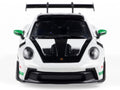 2023 Porsche 911 (992) GT3 RS "Tribute to Carrera RS Package" White with Green Stripes and Black Hood and Top 1/43 Diecast Model Car by Solido