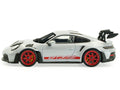 2023 Porsche 911 (992) GT3 RS Ice Gray Metallic with Pyro Red Stripes 1/43 Diecast Model Car by Solido