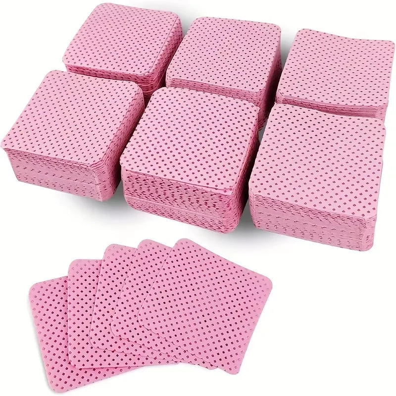 50Pcs Lint Free Nail Wipes Eyelash Extension Glue Wipes Cleaner Cloth Non-Woven Fabric Nail Gel Polish Remover Cotton Pads