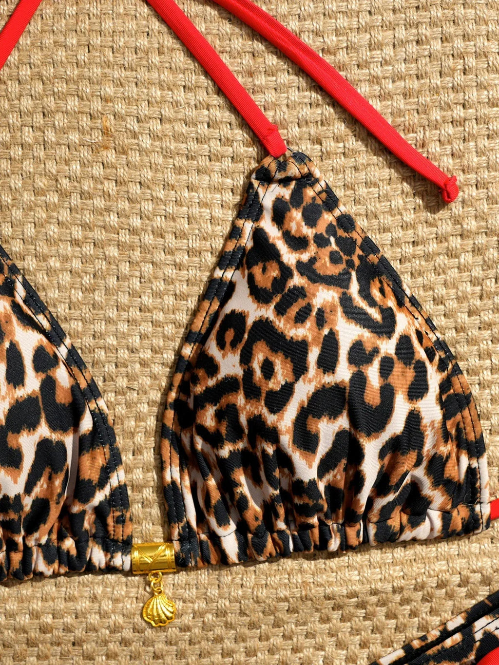 Vintage Red Leopard Print Micro Bikini Set 2026 Women Drawstring Side High Waist Swimsuit Holiday Bathing Suit Push Up Swimwear