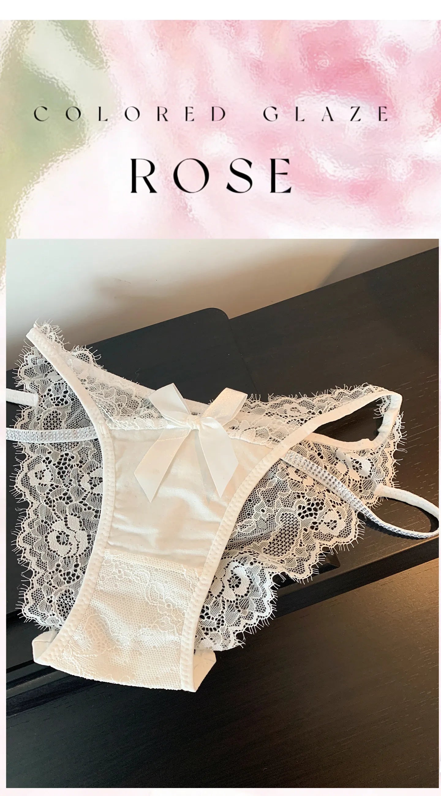 Rhinestones Girls Sexy G String Lace Panties Women Underwear Briefs Hollow Out Thong Transparent Lingerie Intimates