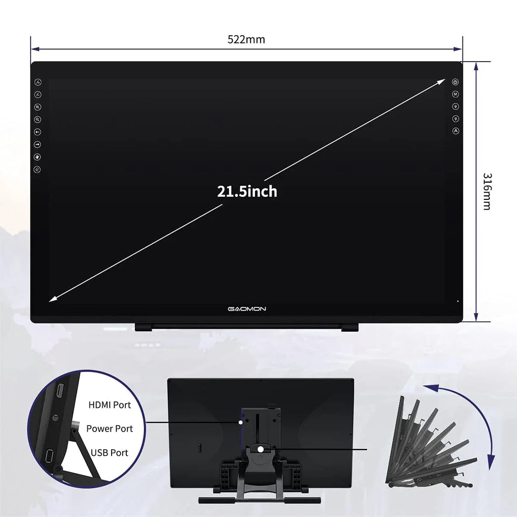 GAOMON PD2200 Pen Display With AntiGlare Screen And Adjustable Stand