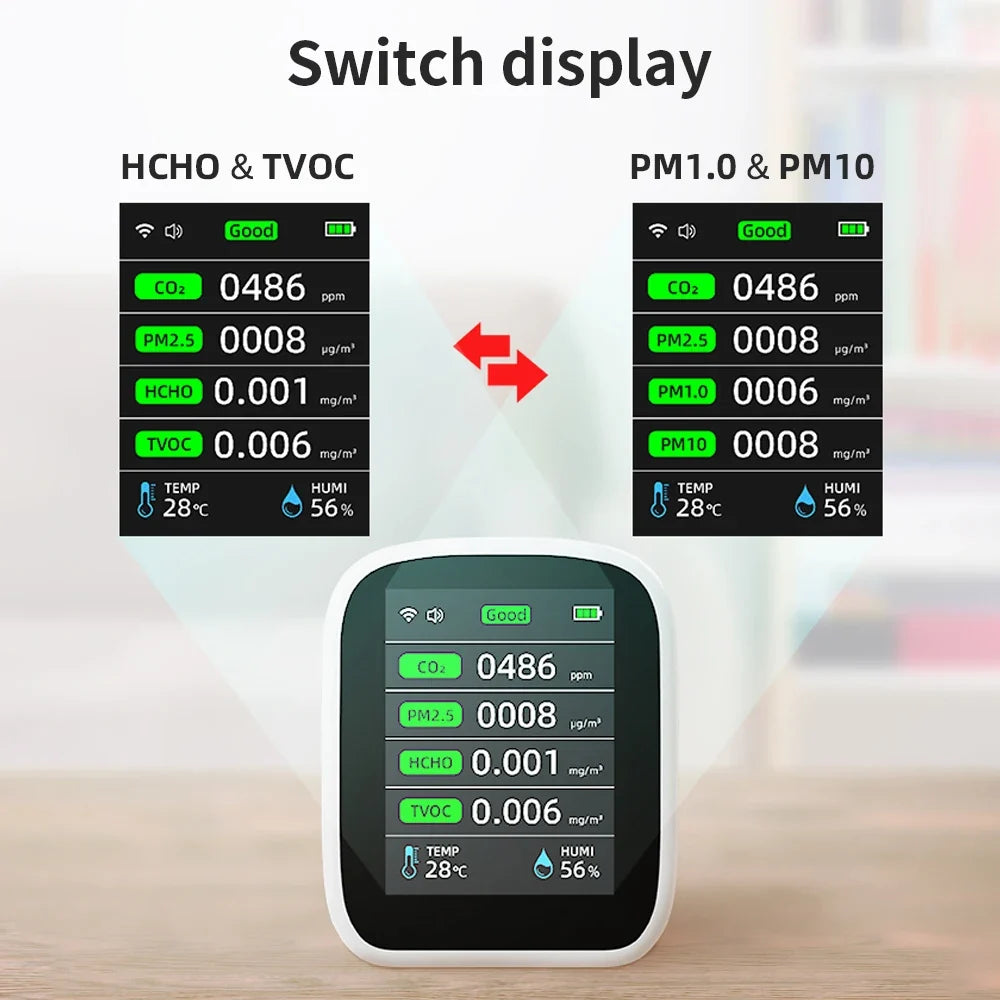 Portable WIFI Air Quality Tester APP Control PM2.5 CO2 Air Pollution Analyzer Temperature Humidity Test Meter Infrared Sensor