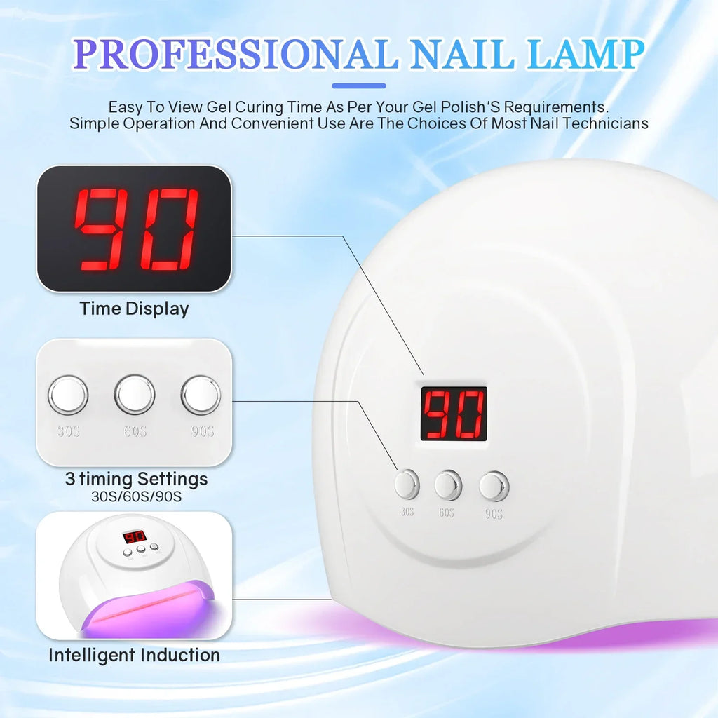 72W UV LED Nail Lamp 24 LEDs Nail Dryer with Infrared Sensor Quick-drying Manicure Lamp UV Cabin for Nail Salon Nail Art Tools