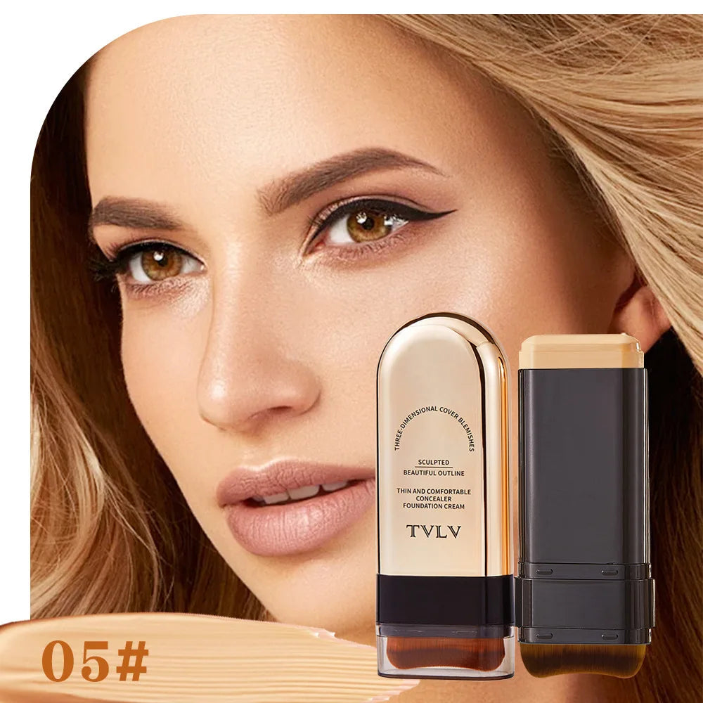 TVLV Skin Tint Stick Long Lasting Lightweight Waterproof Concealer Foundation Cream Flawless Tinted Face Contour Stick Makeup