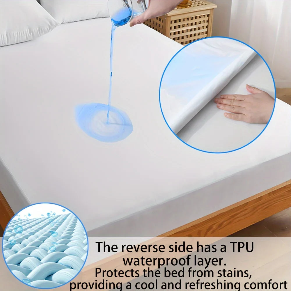 1pc Cooling Fitted Sheet Made of 100% Cooling Nylon, Waterproof Bed