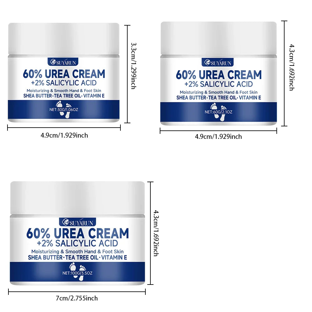 SUYARUN 60% Urea Foot Cream for Cracked Heels & Dry Skin - Intensive Moisturizing Treatment, Callus Remover, Diabetic Foot Care.