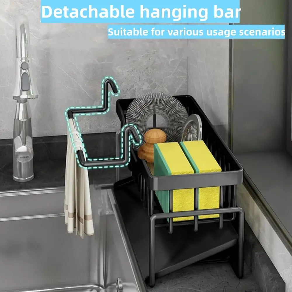 Stainless Steel Dish Sponge Organizer With Detachable Rack