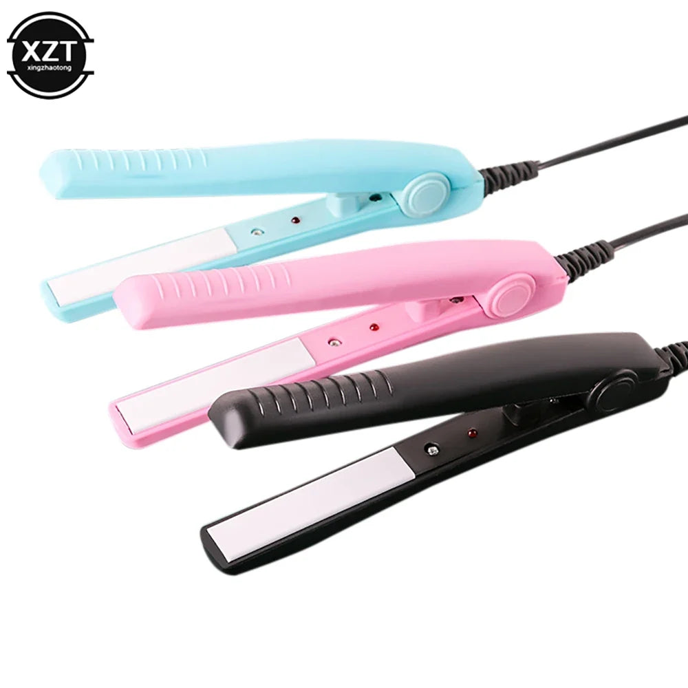 Portable 2 in 1 Curling Iron Ceramic Curling Iron and Straightener Mini Iron Straightener Plate Clip Hair Styling Tools