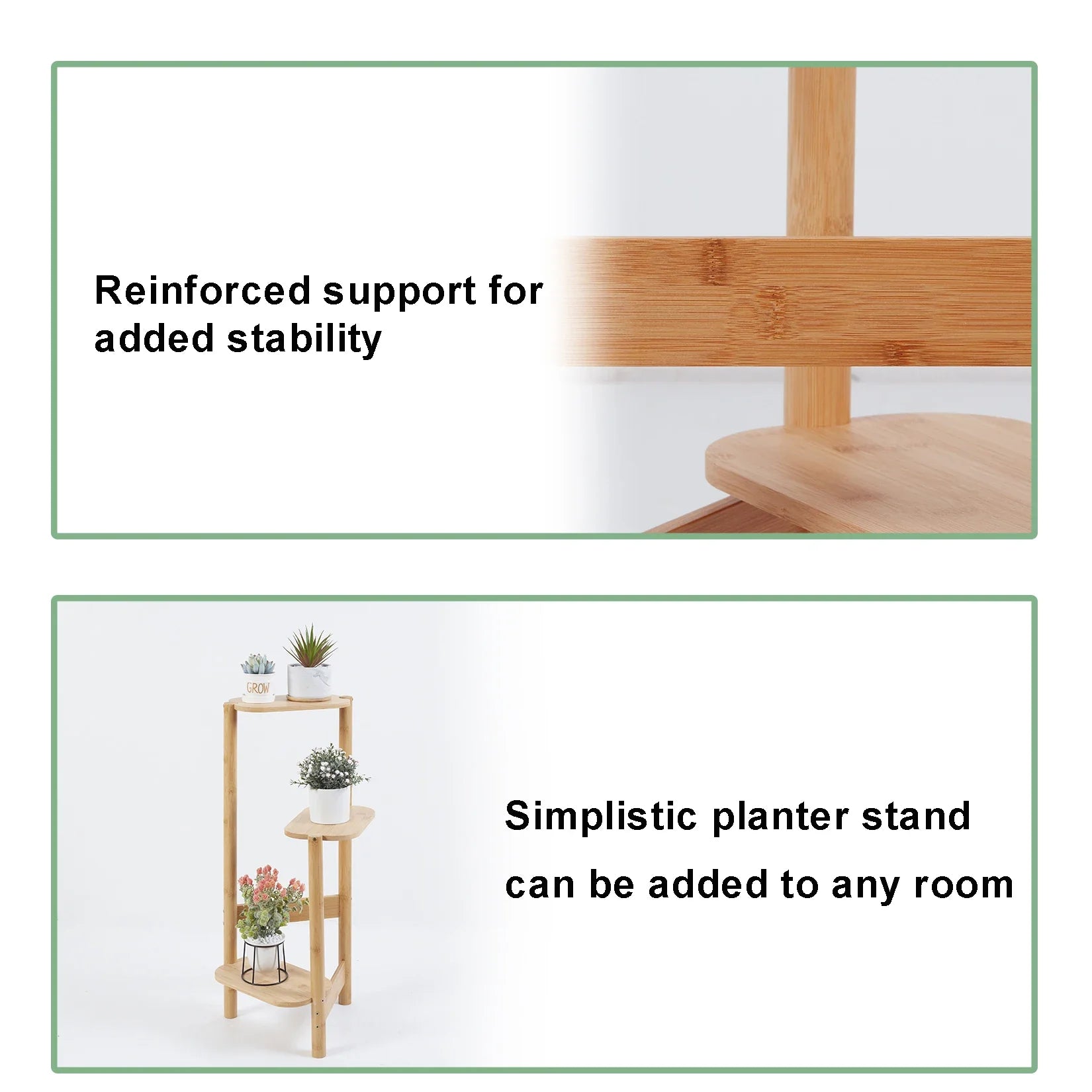 Wisfor 3 Tier Bamboo Plant Stand Corner Shelf Rack