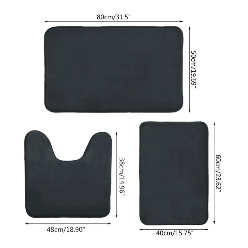 G6KF Set of 3 Bathroom Rugs Toilet Mats Super Absorbent Floor Mat European Decoration