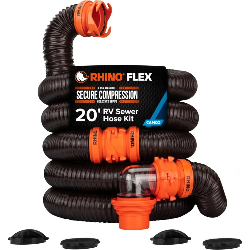 Camco RhinoFLEX RV Sewer Hose Kit With Clear Elbow