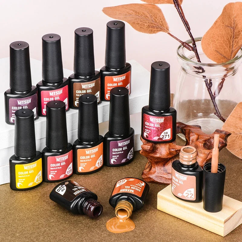 Mtssii 6ML Chocolate Color Gel Nail Polish Brown Semi Permanent UV Gel Autumn Winter Popular Soak Off Nail Art Gel Varnishes