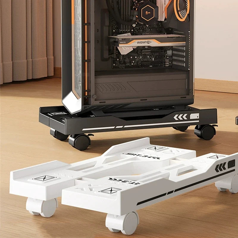 Adjustable Mobile CPU Stand, Ventilated Computer Tower Stand PC Tower Stand with 4 Caster Wheels Fits Most PC, Under Desk Holder