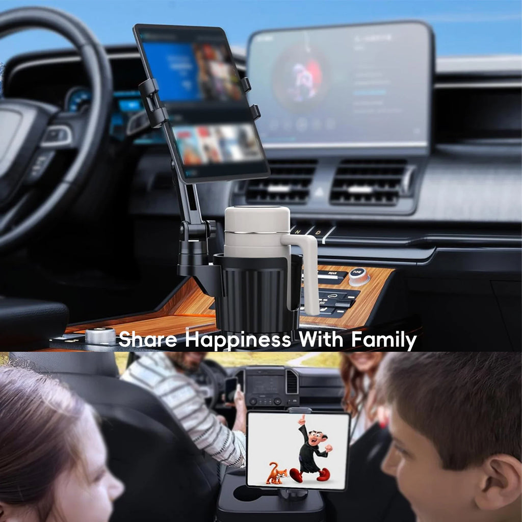 Tablet Holder for Car, 3 in 1 Cup Holder ipad Car Phone  Mount with Expander，Adjustable Base and Long Arm for 4-12.9‘’ Tablet，