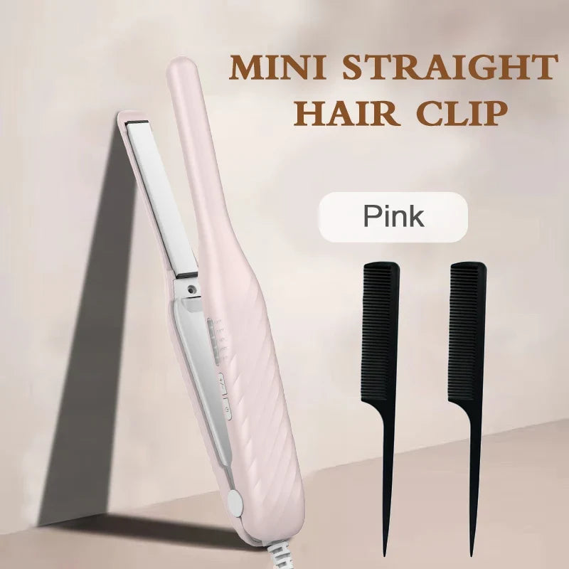 2-in-1 Mini Hair Straightener Curler, 5 Heat Level Control, Ceramic Heating Plate, Unisex Hair Styling Iron，Beard Straightening