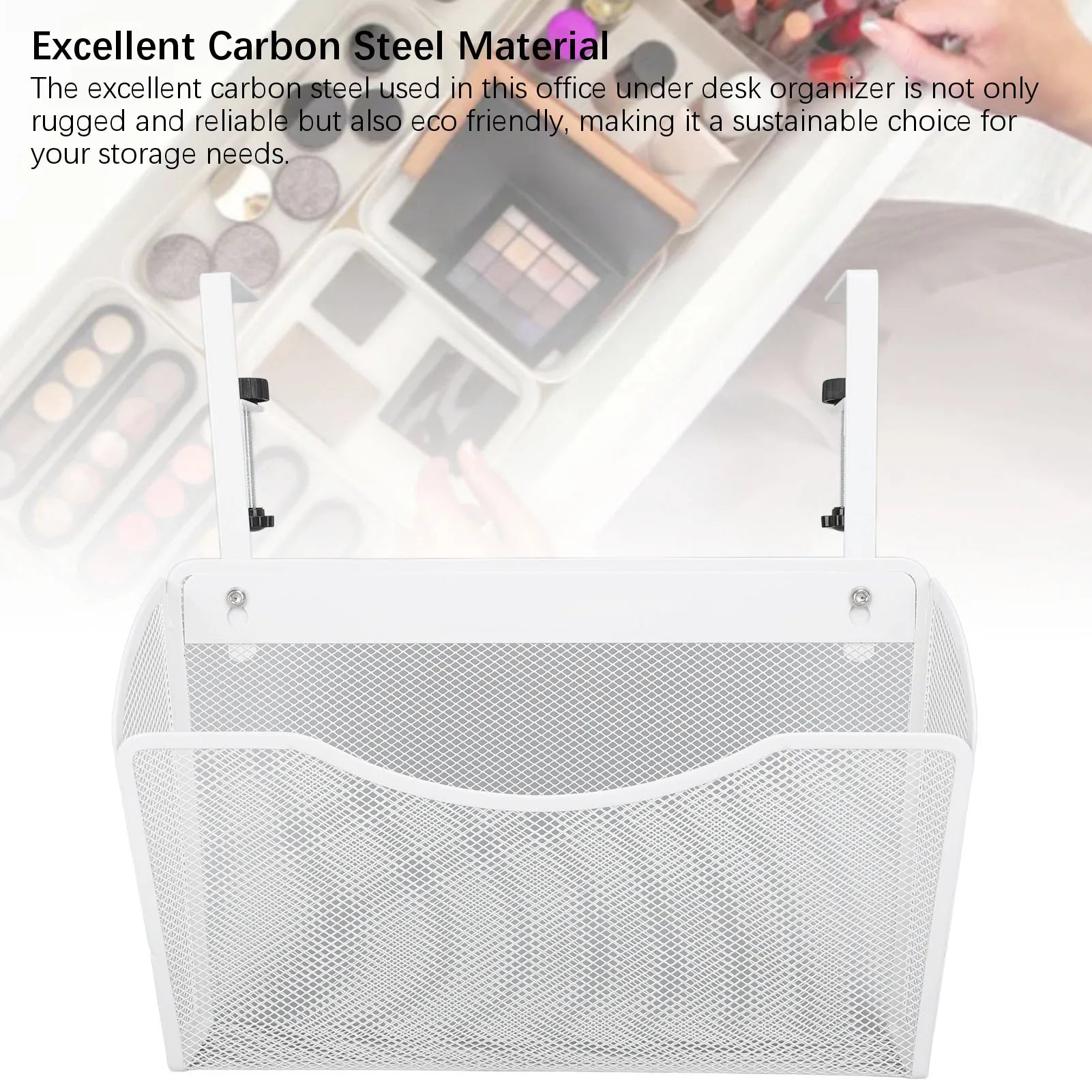 Desk Side Storage Organizer Hanging Desk Organizer Adjustable Carbon Steel and PP Desk Side Storage Organizer for Office