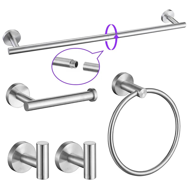 5-Piece Bath Hardware Set Brushed Finish Stainless Steel