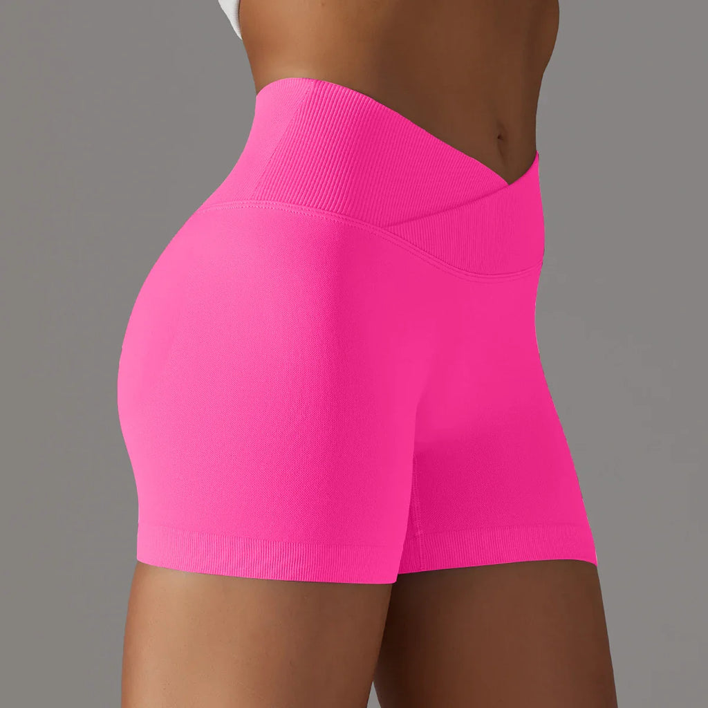 Summer V-waist peach hip lifting tight fitting three part pants, high waist yoga shorts, running speed drying seamless yoga pant