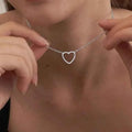 Hollow Love Heart Pendant Necklaces Stainless Steel Necklace Minimalist Valentine's Day Jewelry Gift for Women Men Couple