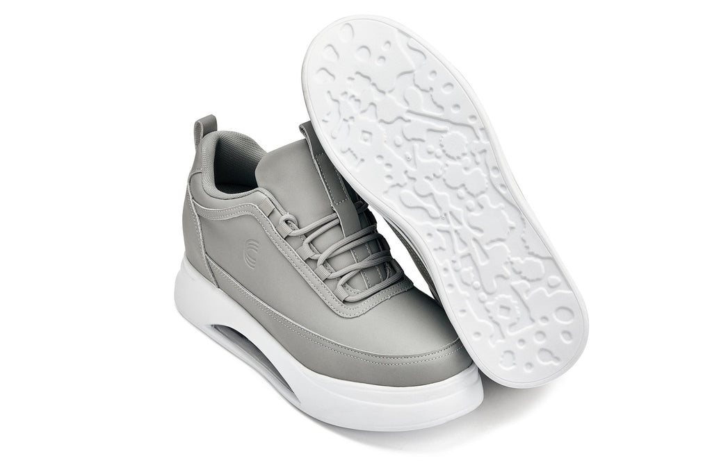 CALTO - S4927 - 3.2 Inches Taller (Dove Grey/White Sole) - Chunky Elevated Platform Sneakers