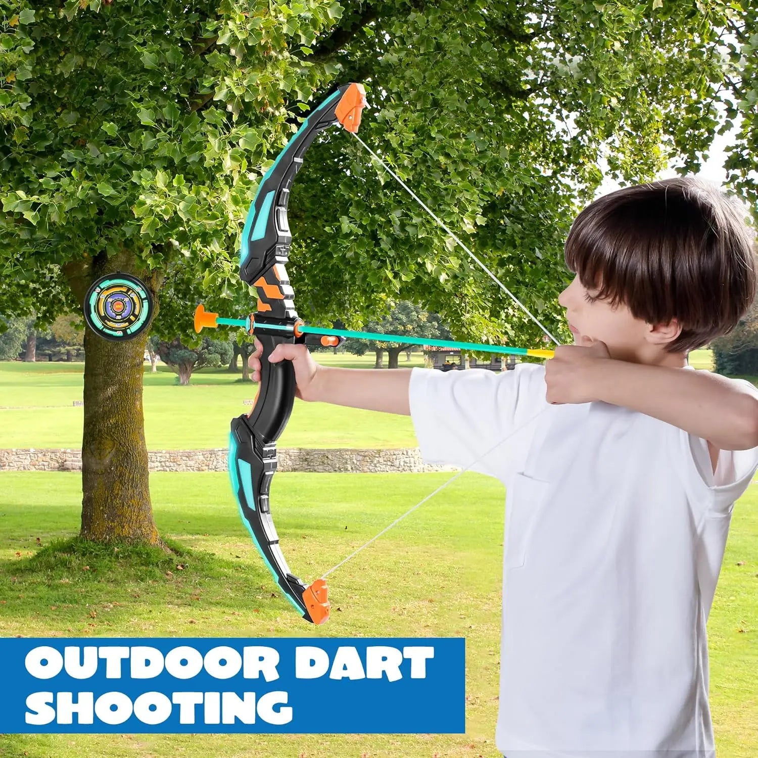 Joyfy LED Light Up Kids Bow and Arrow Set Outdoors