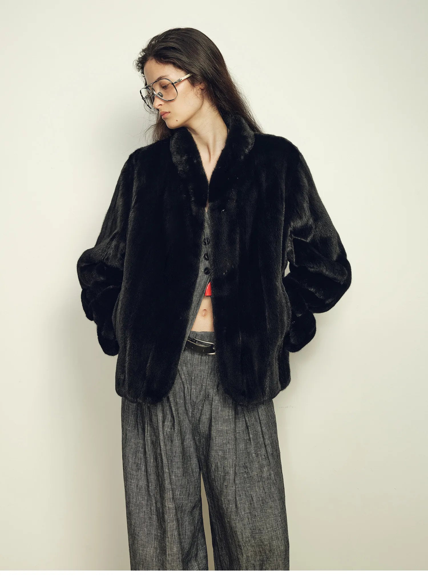 Lautaro Autumn Winter Short Brown Thick Warm Soft Faux Mink Fur Coat Women Stand Collar Elegant Luxury Chic Fluffy Jacket 2025