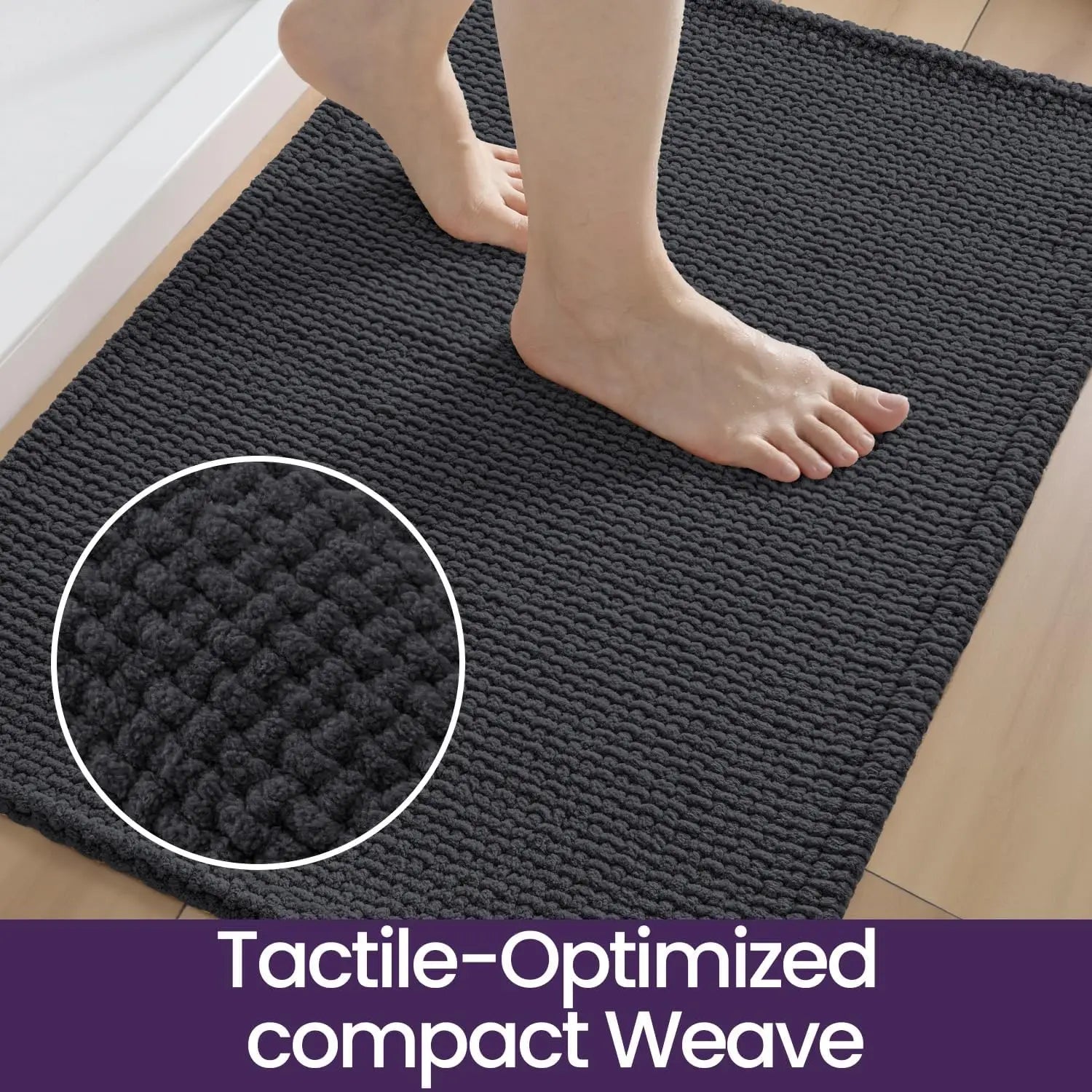Bathroom Rugs 24x36, Non Slip Washable Bath Mat, Absorbent Chenille Bathmat, Ultra Soft Thick Carpet for Tub Shower Flo