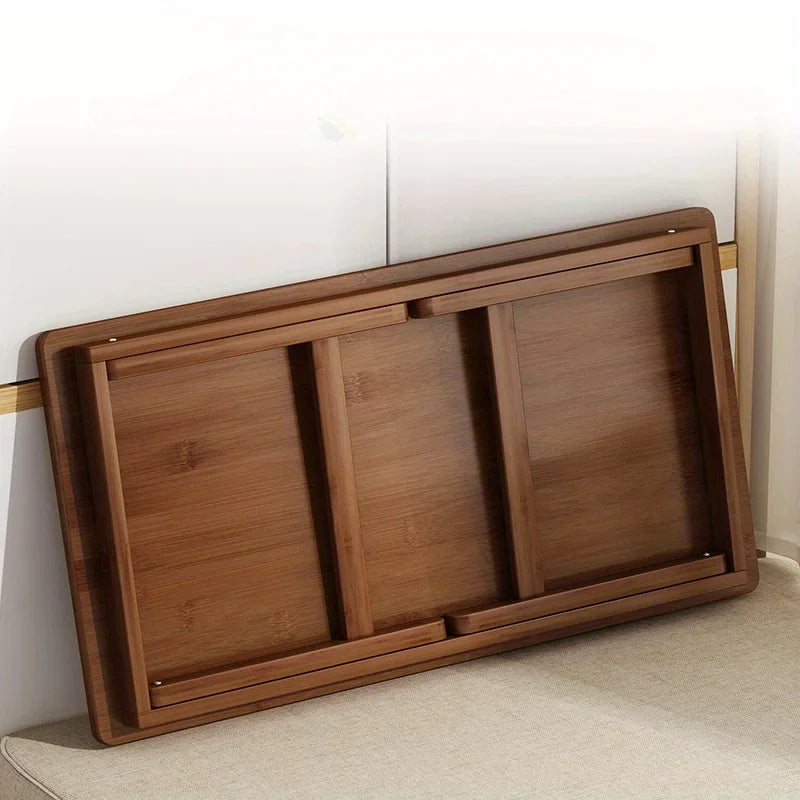 Versatile Foldable Coffee Table - Brown, Bamboo Top, Contemporary Style for Bay Window, Balcony, or Study Area