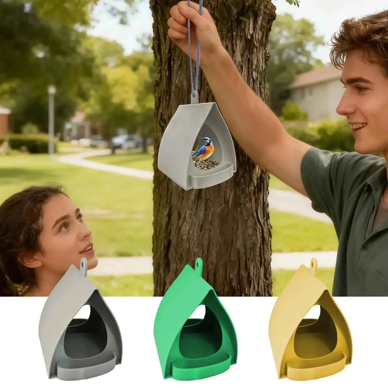 House Bird Feeder Open Design Station Hut Shape Hangable Mounted Small Hummingbird Feeder for Outside Garden Winter Balcony