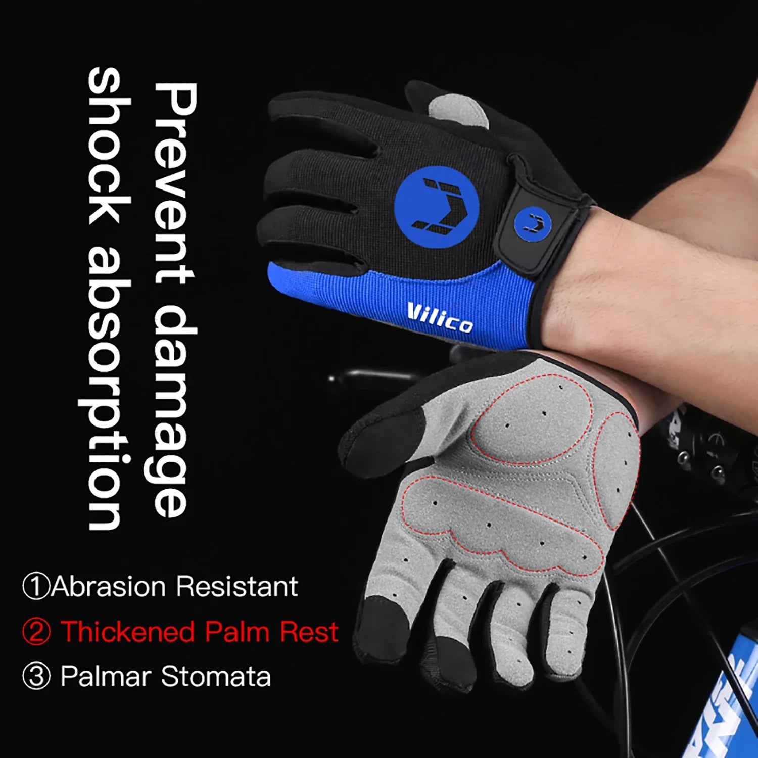 VILICO Cycling Autumn Gloves Full Fingers Bicycle Cycl Glove Men Woman for Spotrs Gym Fitness Fishing Bike Training Glove