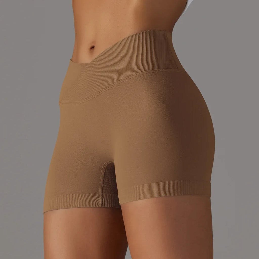 Summer V-waist peach hip lifting tight fitting three part pants, high waist yoga shorts, running speed drying seamless yoga pant