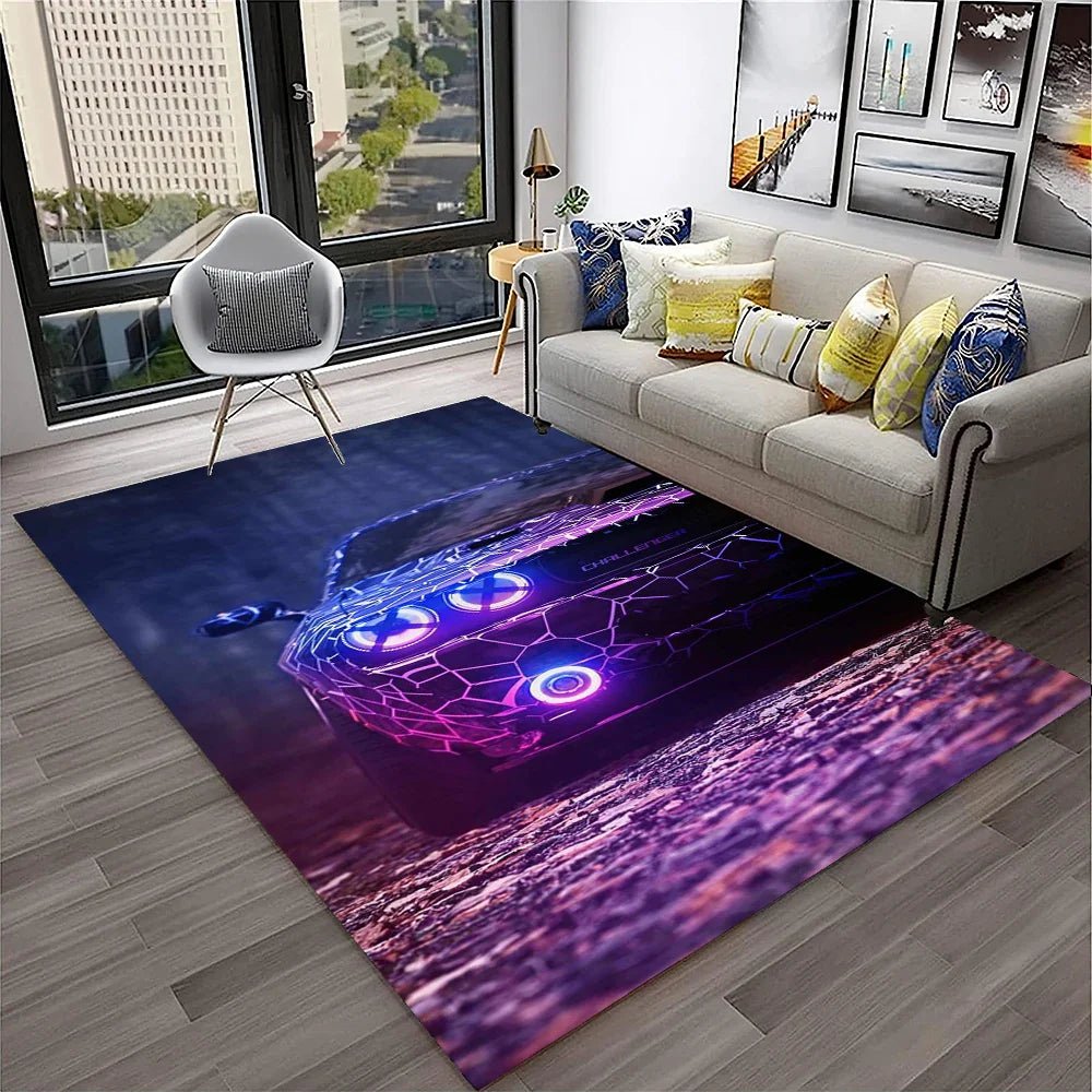 Sports Car Racing Car Carpet Rug for Home Living Room Bedroom Playroom Sofa Doormat Decor,Kids Game Area Rug Non-slip Floor Mat