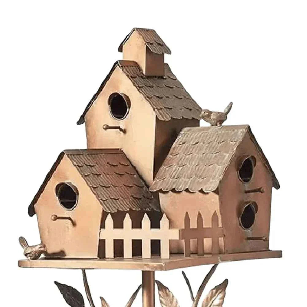 Garden Outdoor Metal Birdhouse Decoration Bird Houses for Outside with Pole Bird House Pole for Garden Yard Decoration